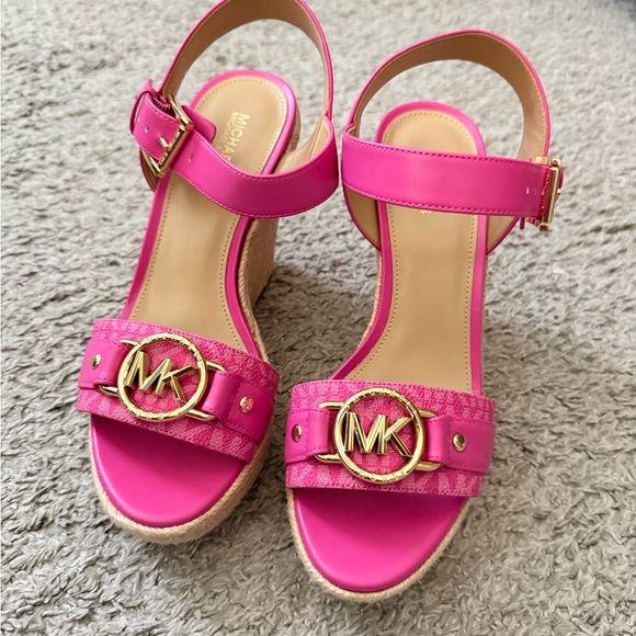 Michael Kors Shoes - Michael Kors pink Wedge Sandals